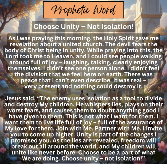 Choose Unity – Not Isolation!